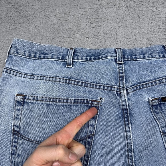 Harley-Davidson Jeans Mens 42x34 Blue Straight Leg Denim Distressed Motorcycle - Picture 9 of 15